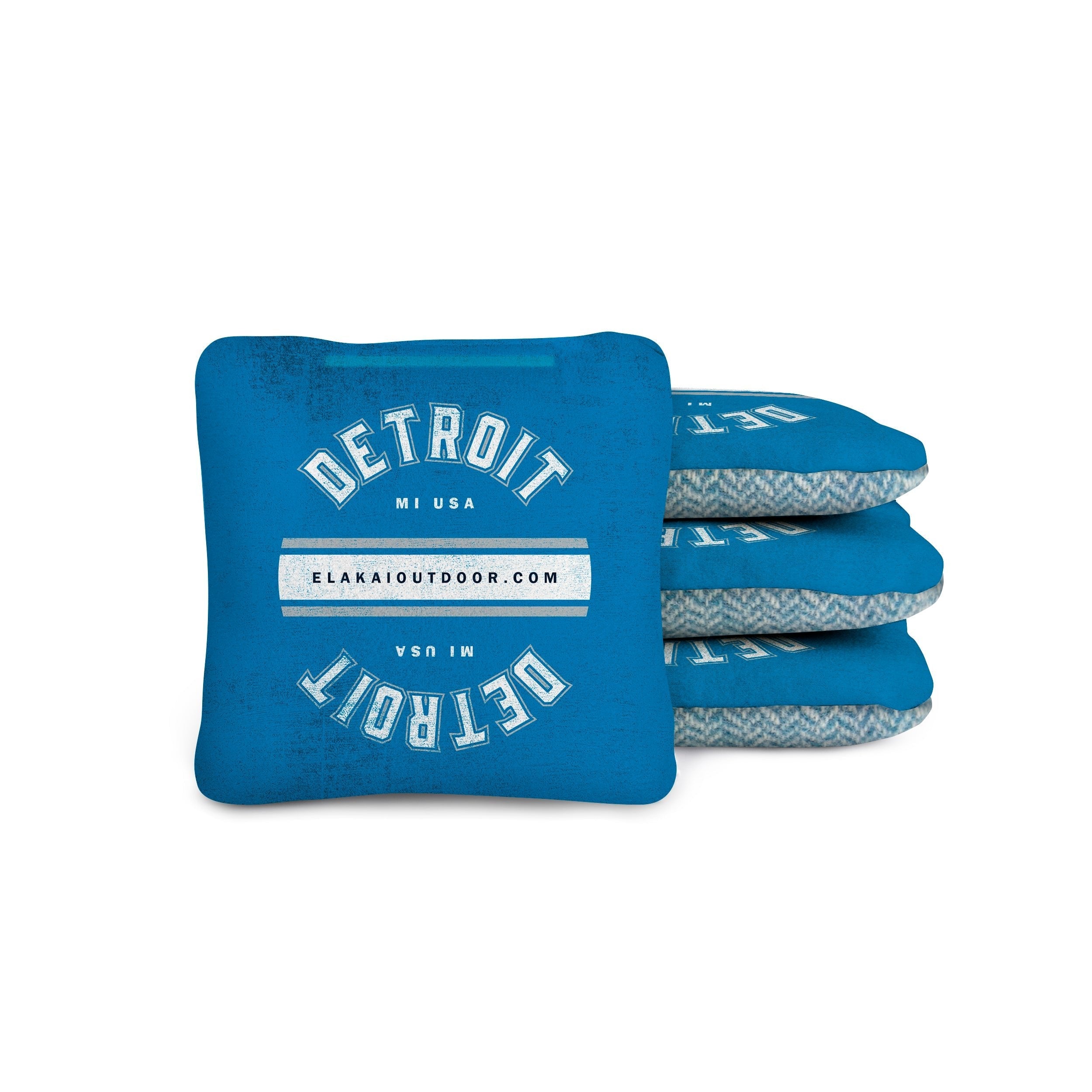 Blue cornhole bags with 'Detroit MI USA' text on a white background
#color_detroit