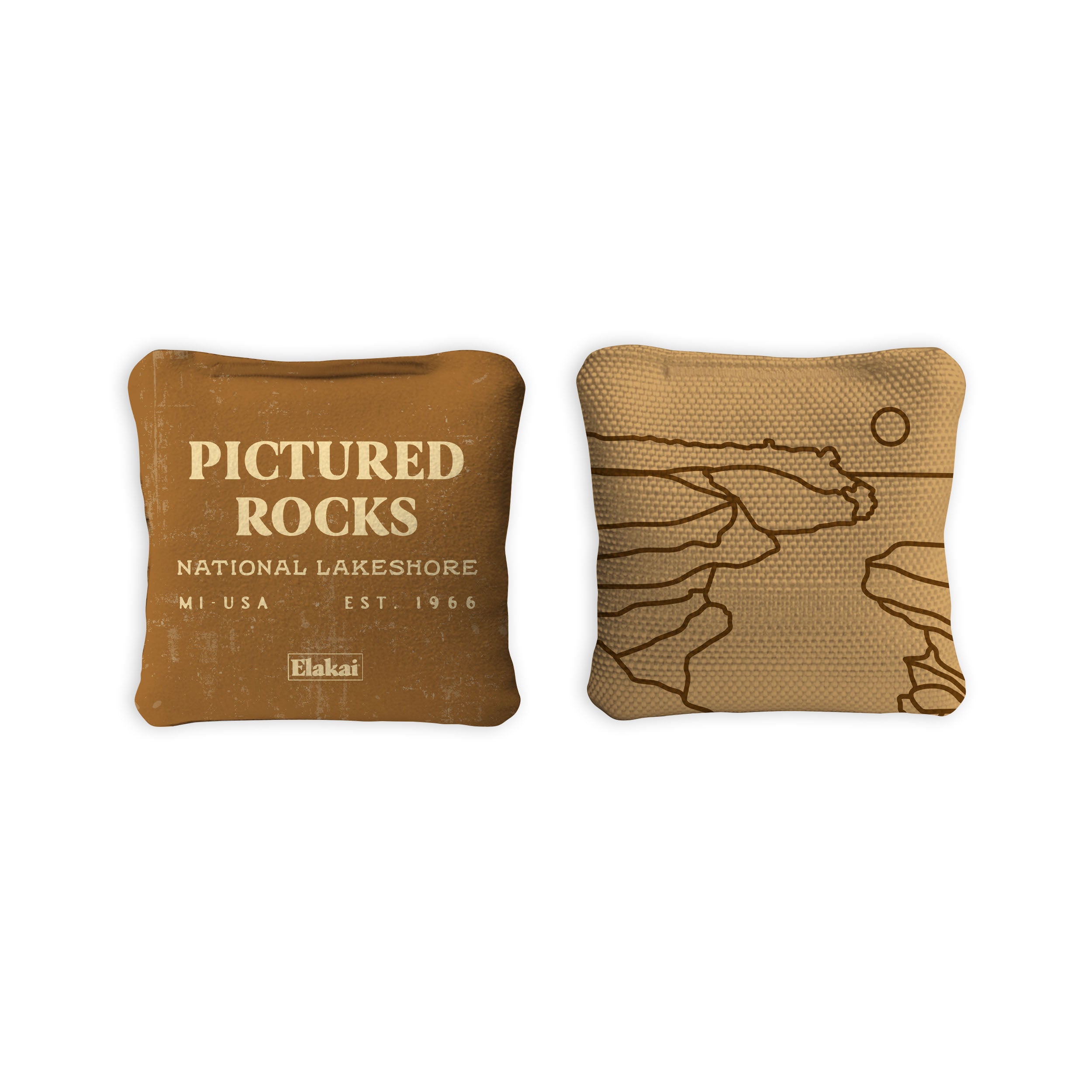 1ft x 2ft Pictured Rocks National Park Mahogany Pathfinder Cornhole Board Set
