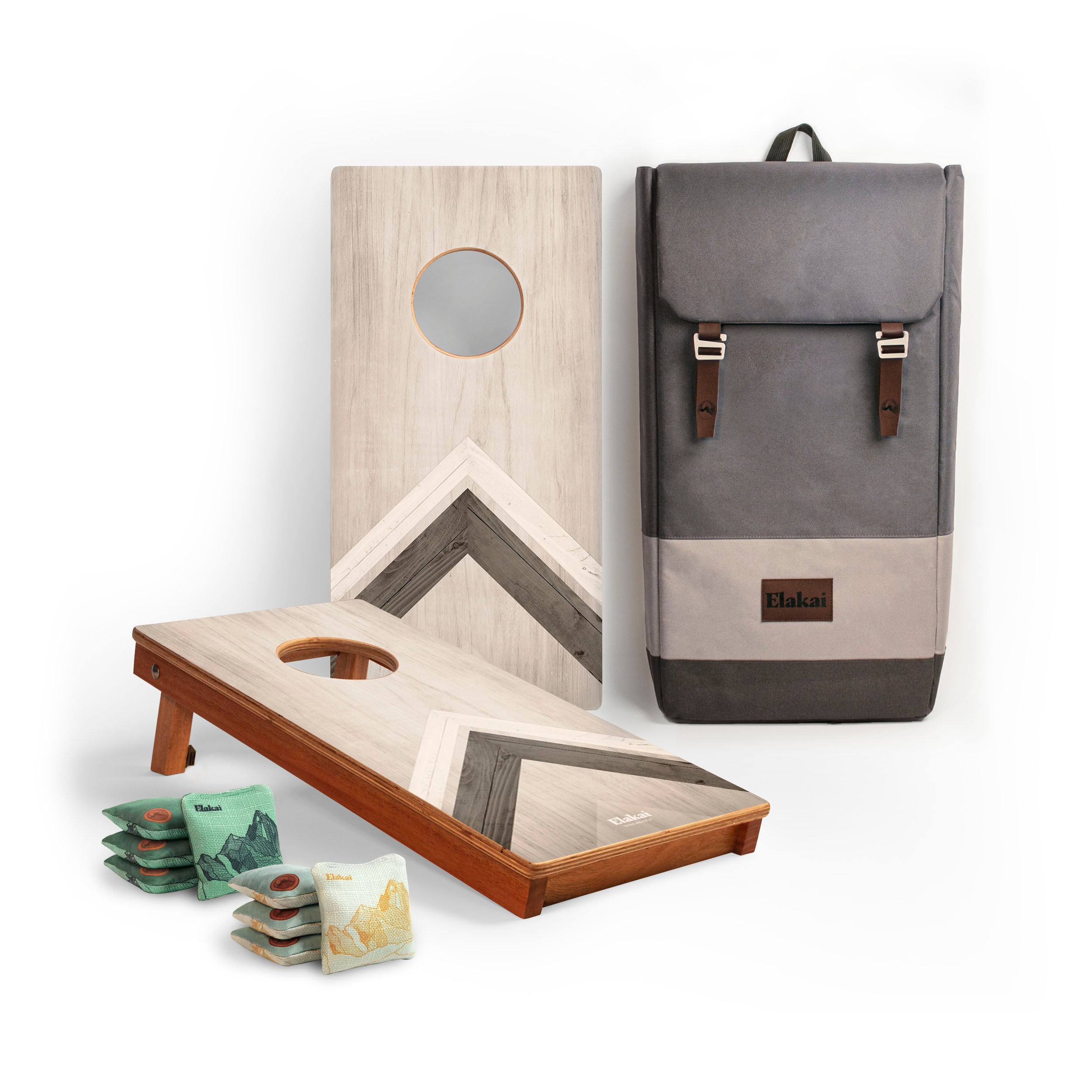 1ft x 2ft Silver Chevron Mahogany Pathfinder Cornhole Board Set