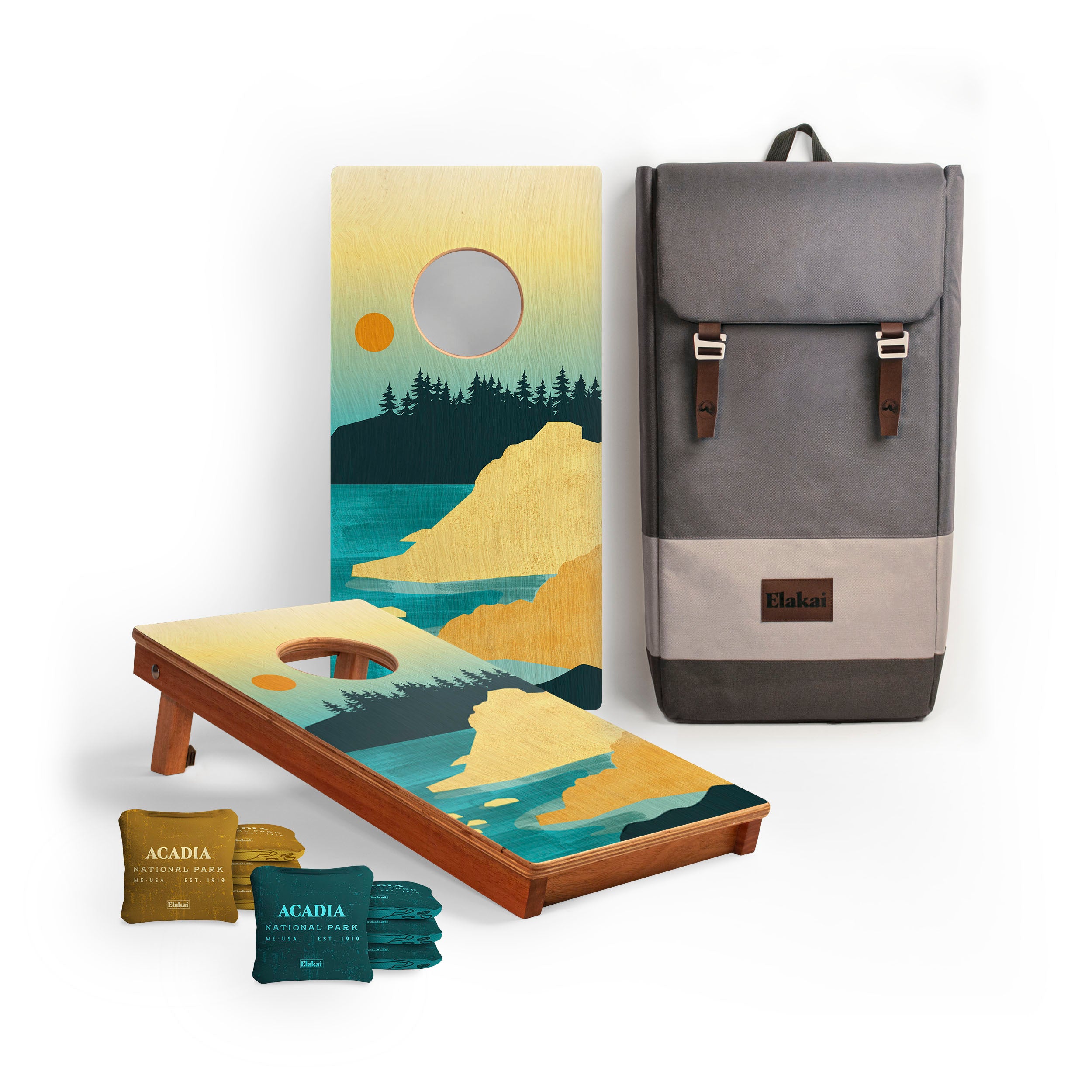 1ft x 2ft Acadia National Park Mahogany Pathfinder Cornhole Board Set