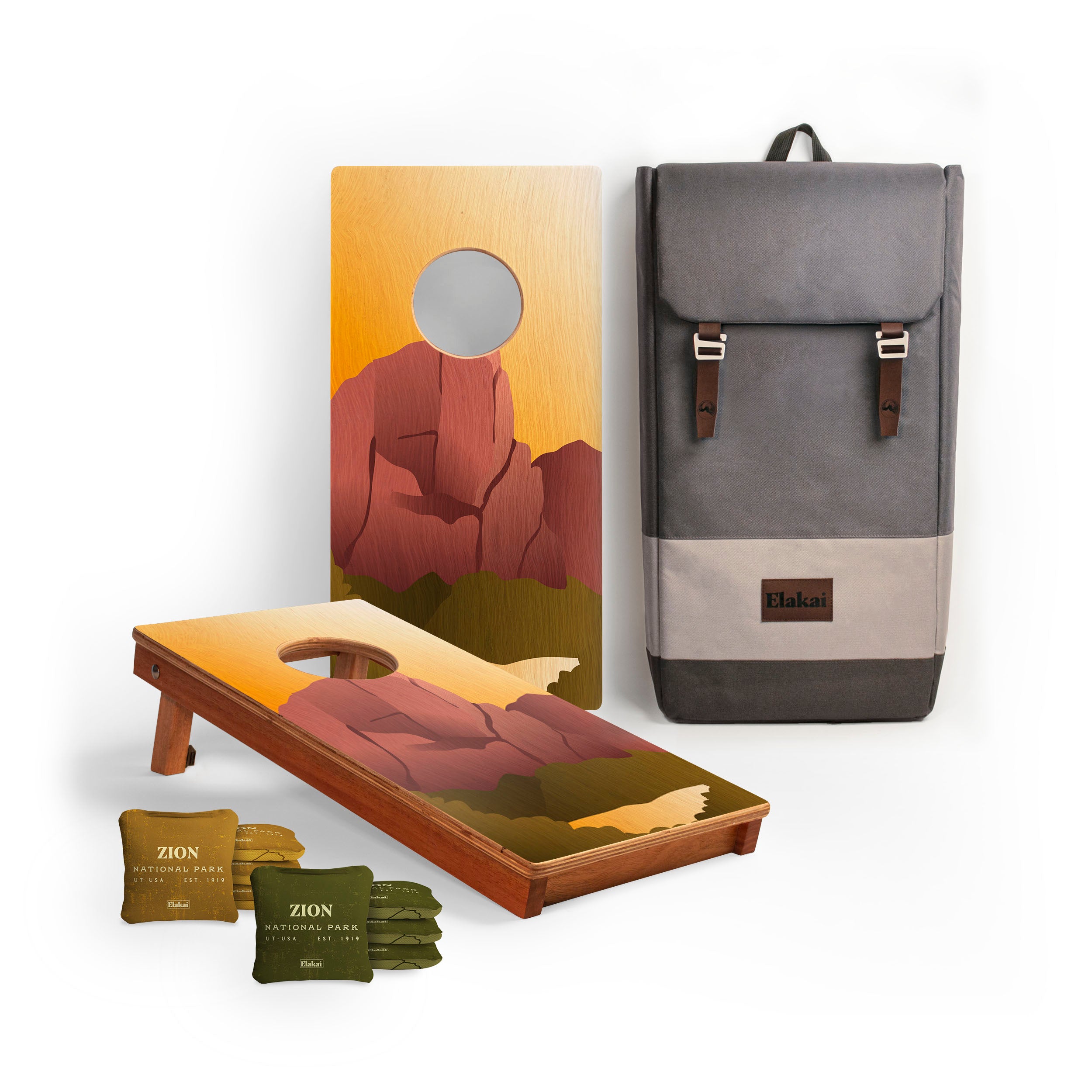 1ft x 2ft Zion National Park Mahogany Pathfinder Cornhole Board Set