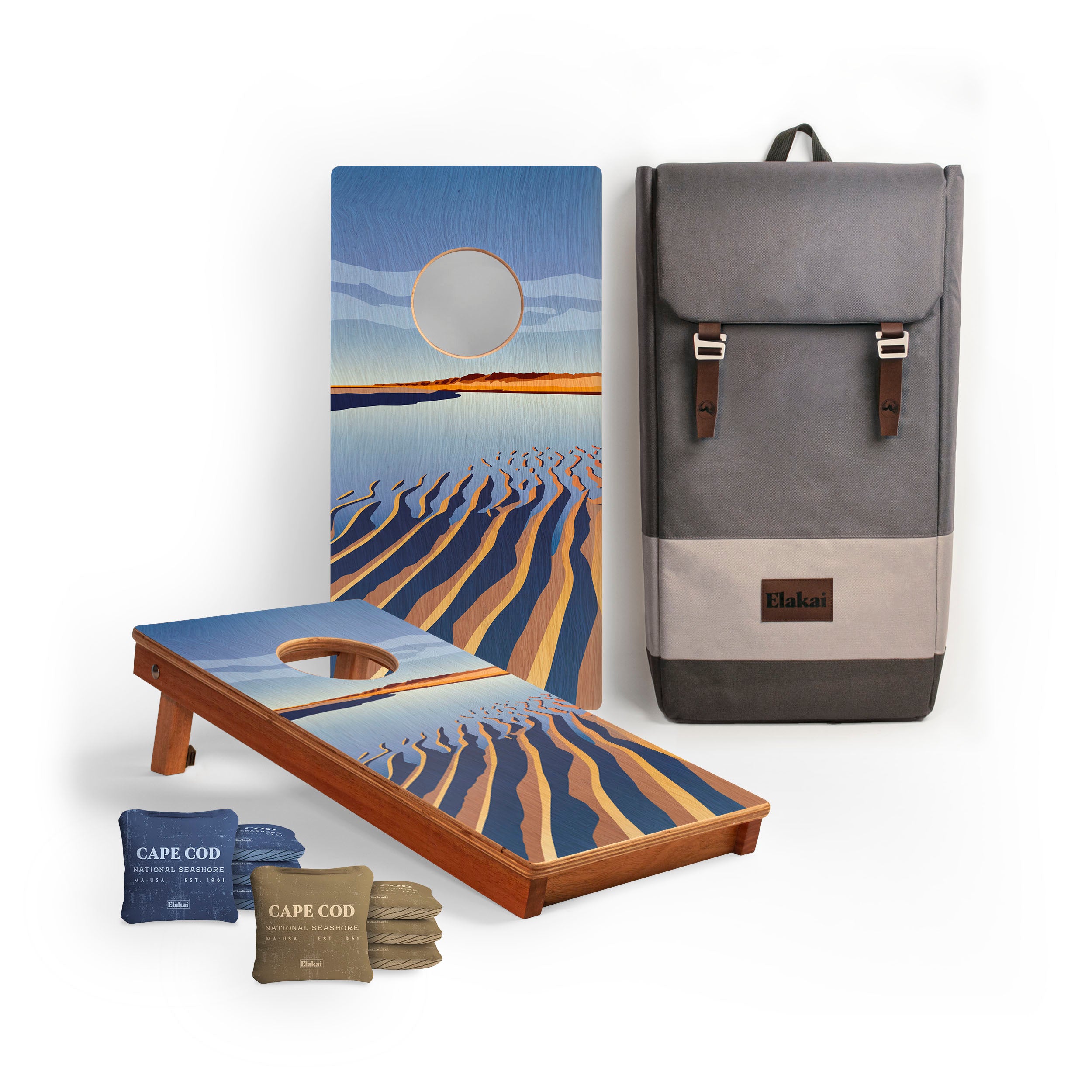 1ft x 2ft Cape Cod National Park Mahogany Pathfinder Cornhole Board Set