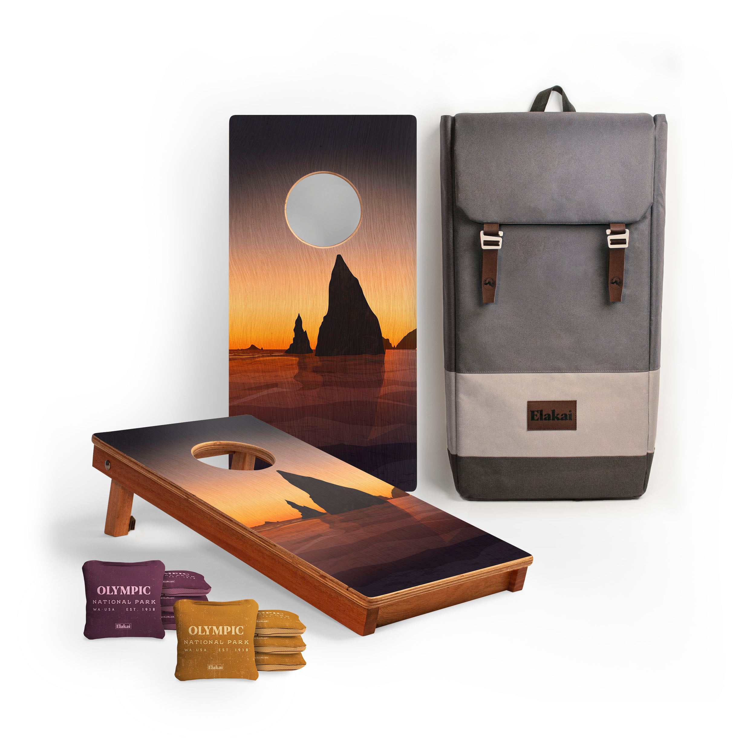 1ft x 2ft Olympic National Park Mahogany Pathfinder Cornhole Board Set