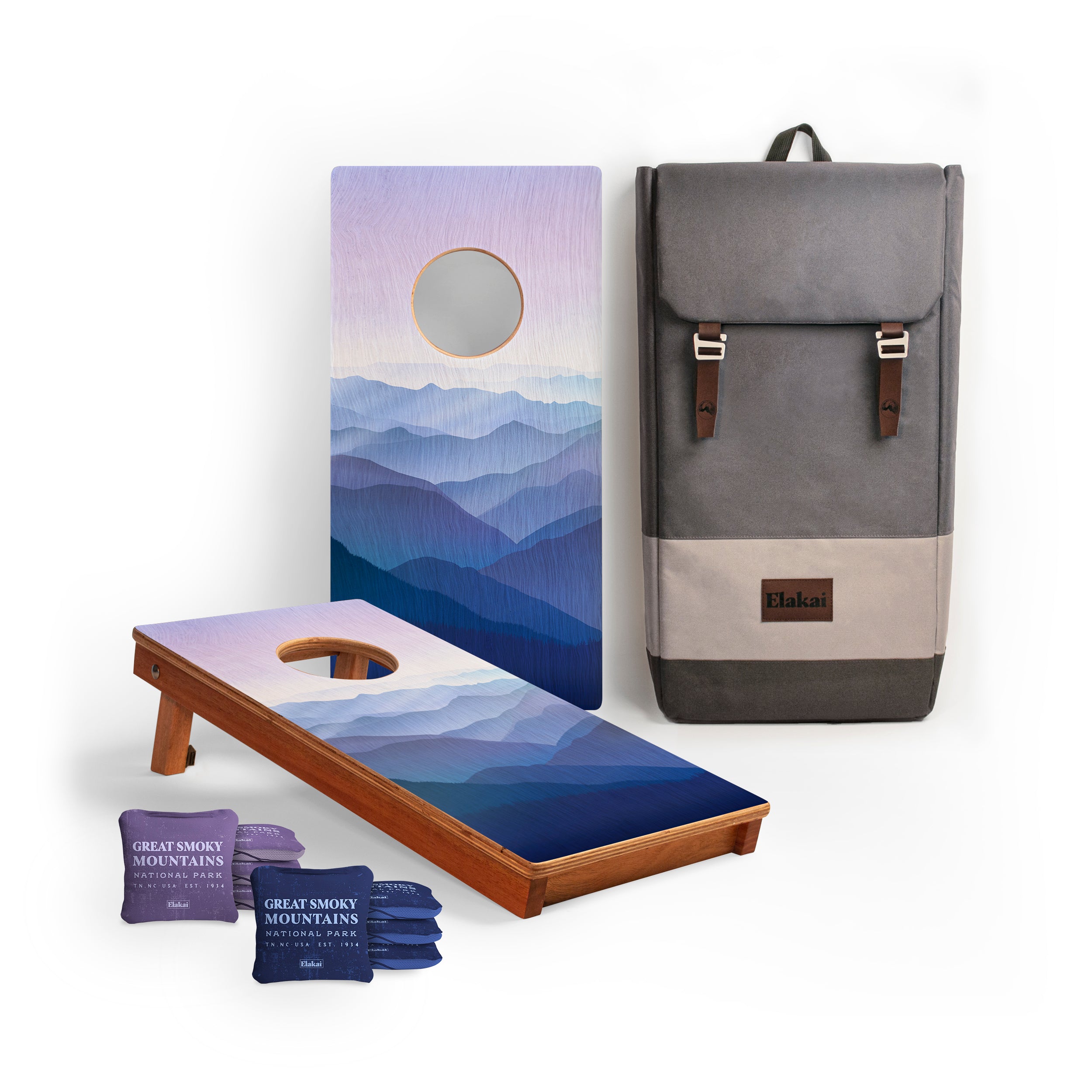 1ft x 2ft Great Smoky Mountains National Park Mahogany Pathfinder Cornhole Board Set