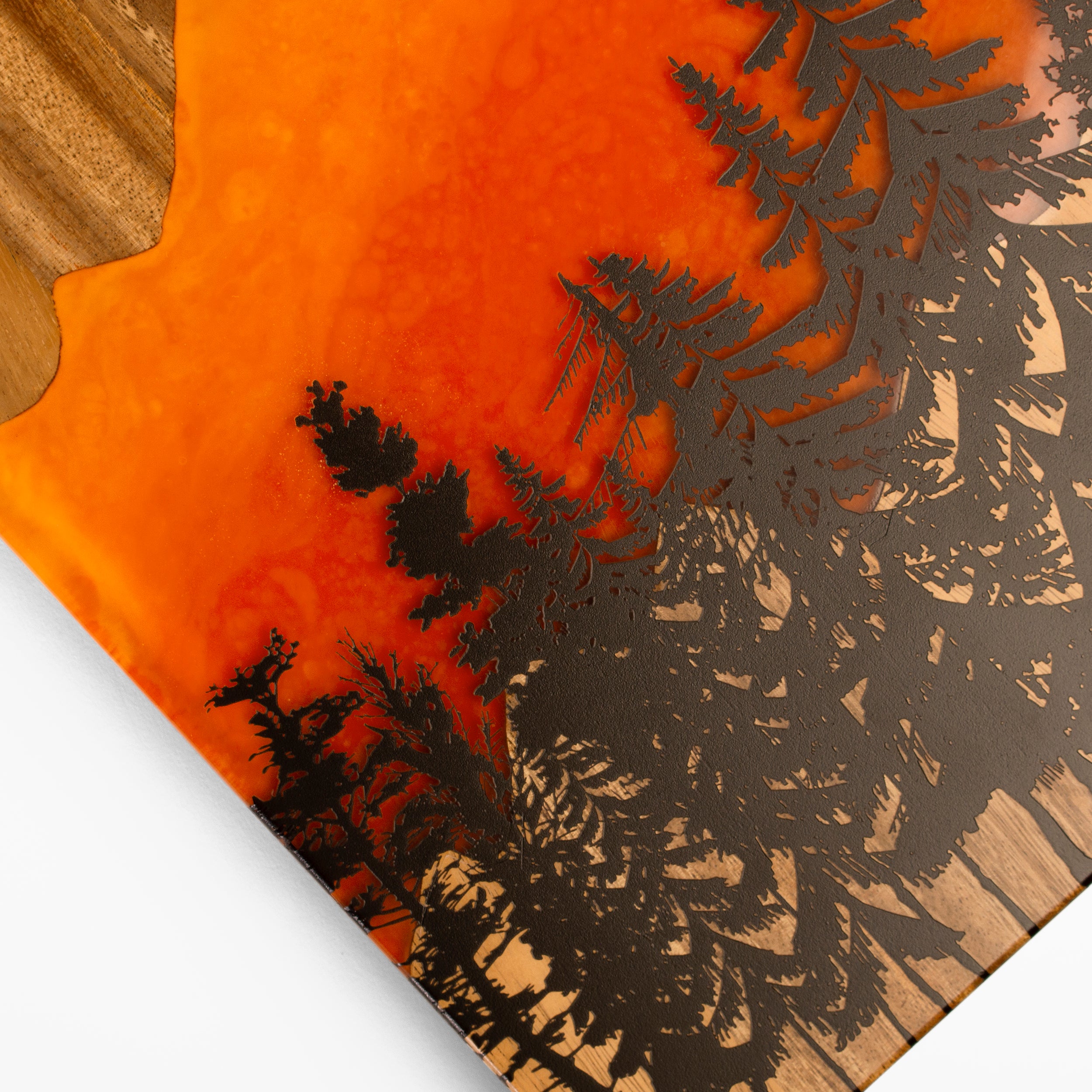 1ft x 2ft Orange Mountain Epoxy Resin Wood Compact Travel Cornhole Board Set