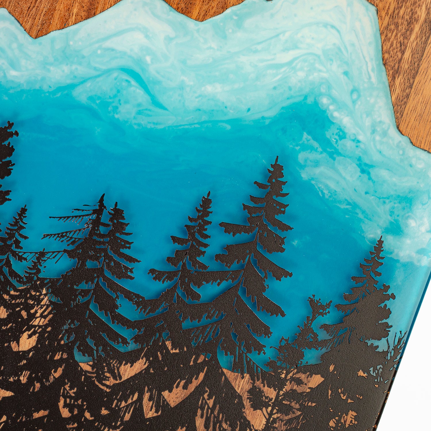 1ft x 2ft Blue Mountain Epoxy Resin Wood Compact Travel Cornhole Board Set