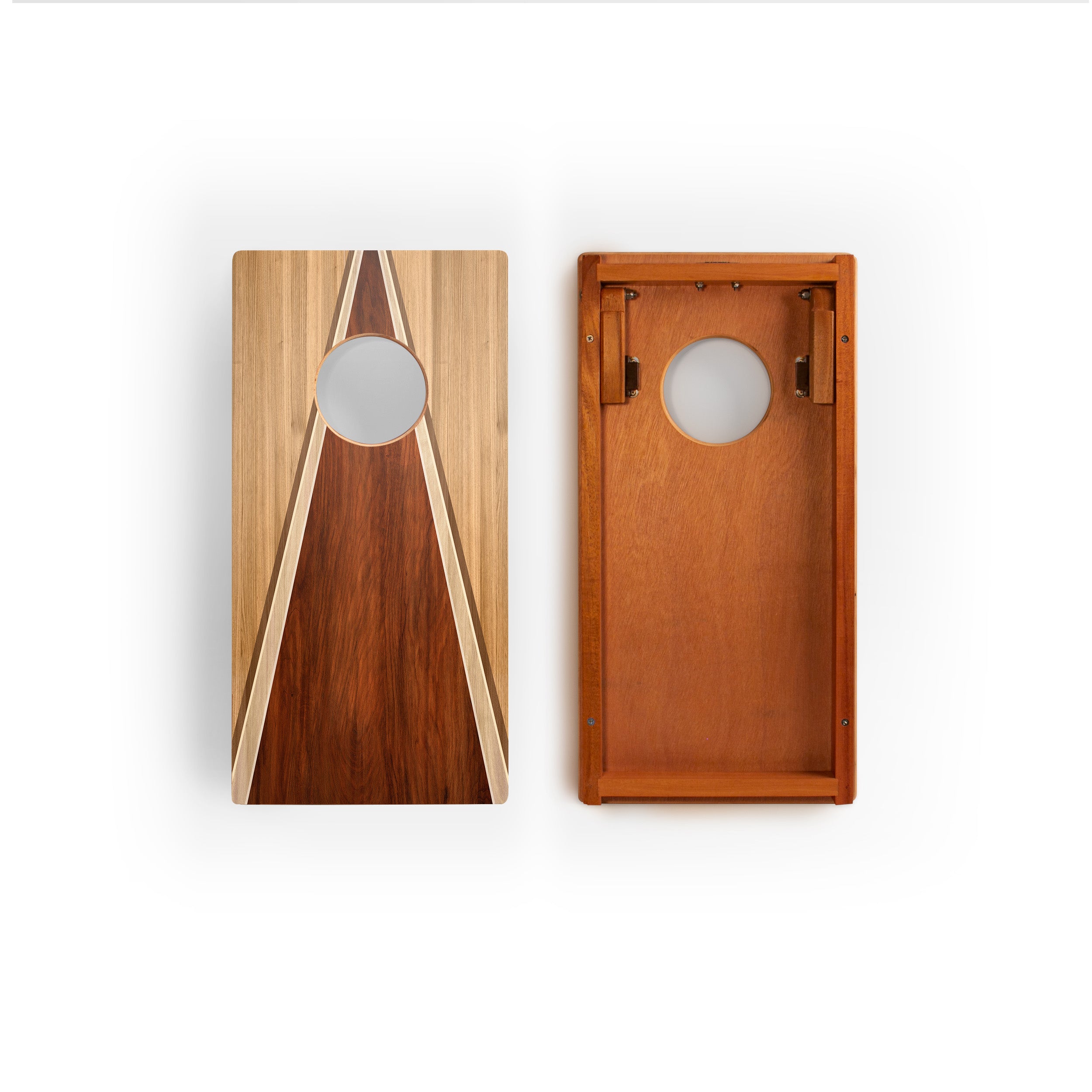 1ft x 2ft Classic Wood Triangle Mahogany Pathfinder Cornhole Board Set