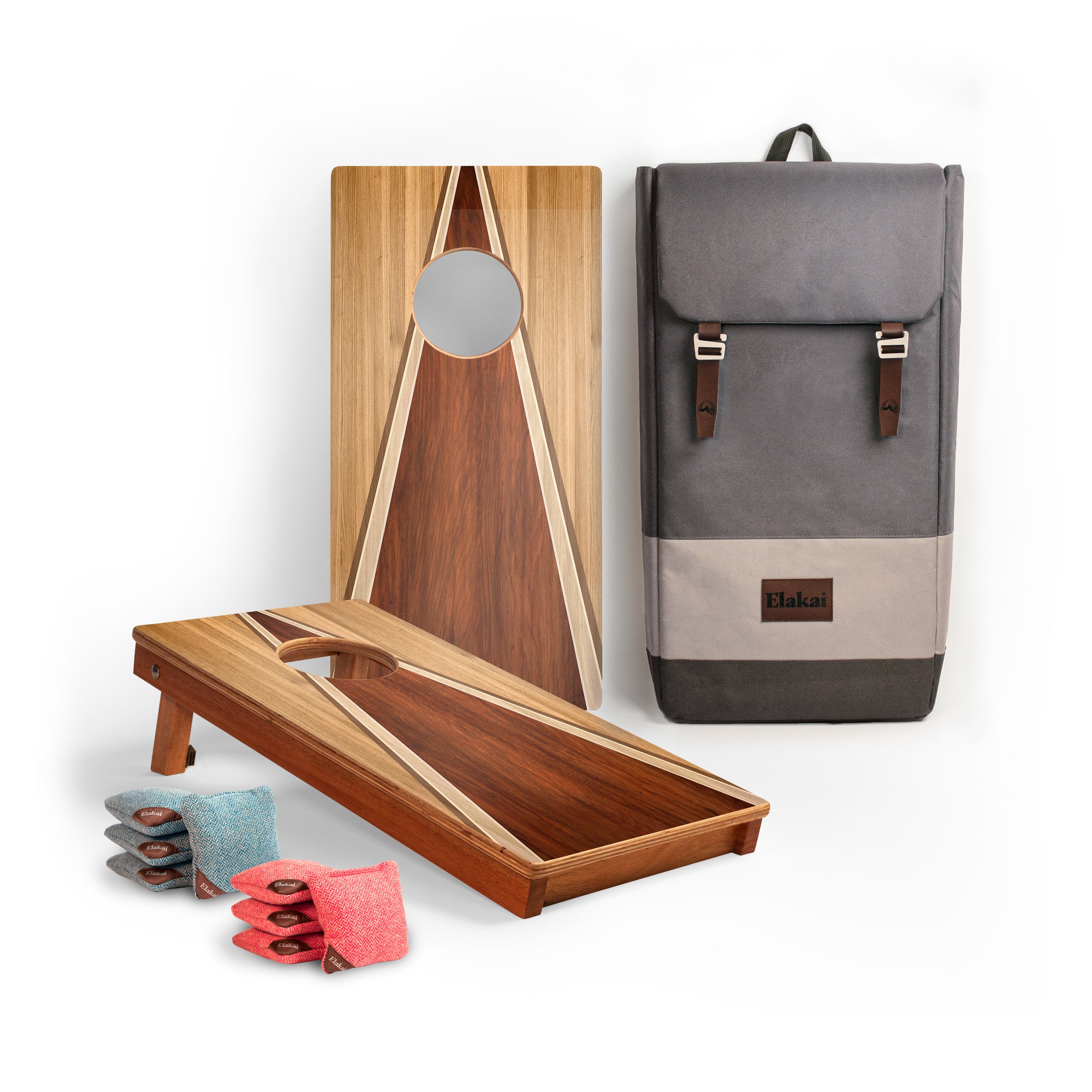 1ft x 2ft Classic Wood Triangle Mahogany Pathfinder Cornhole Board Set
