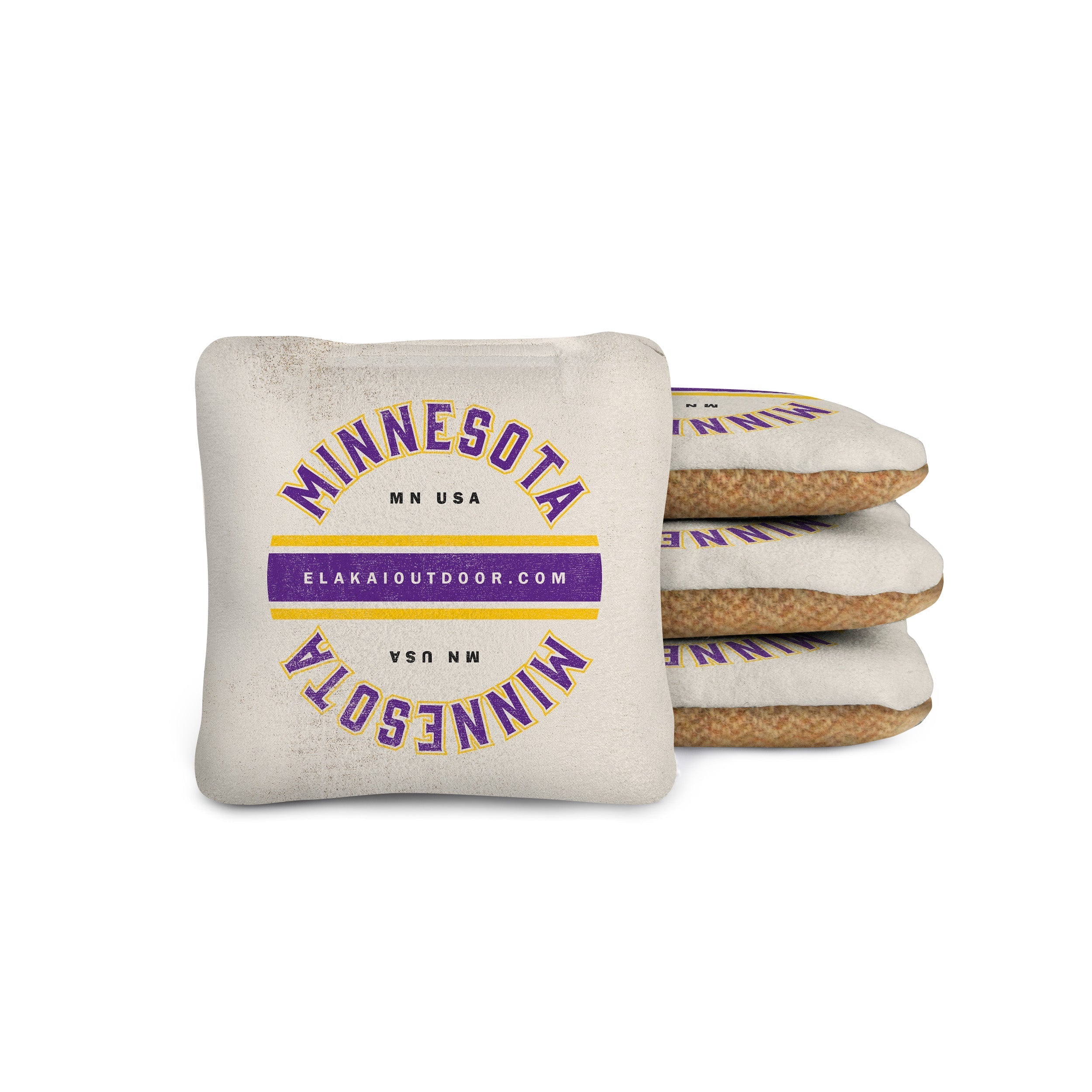 Stack of Minnesota-themed cornhole bags with visible branding on a white background

#color_minnesota