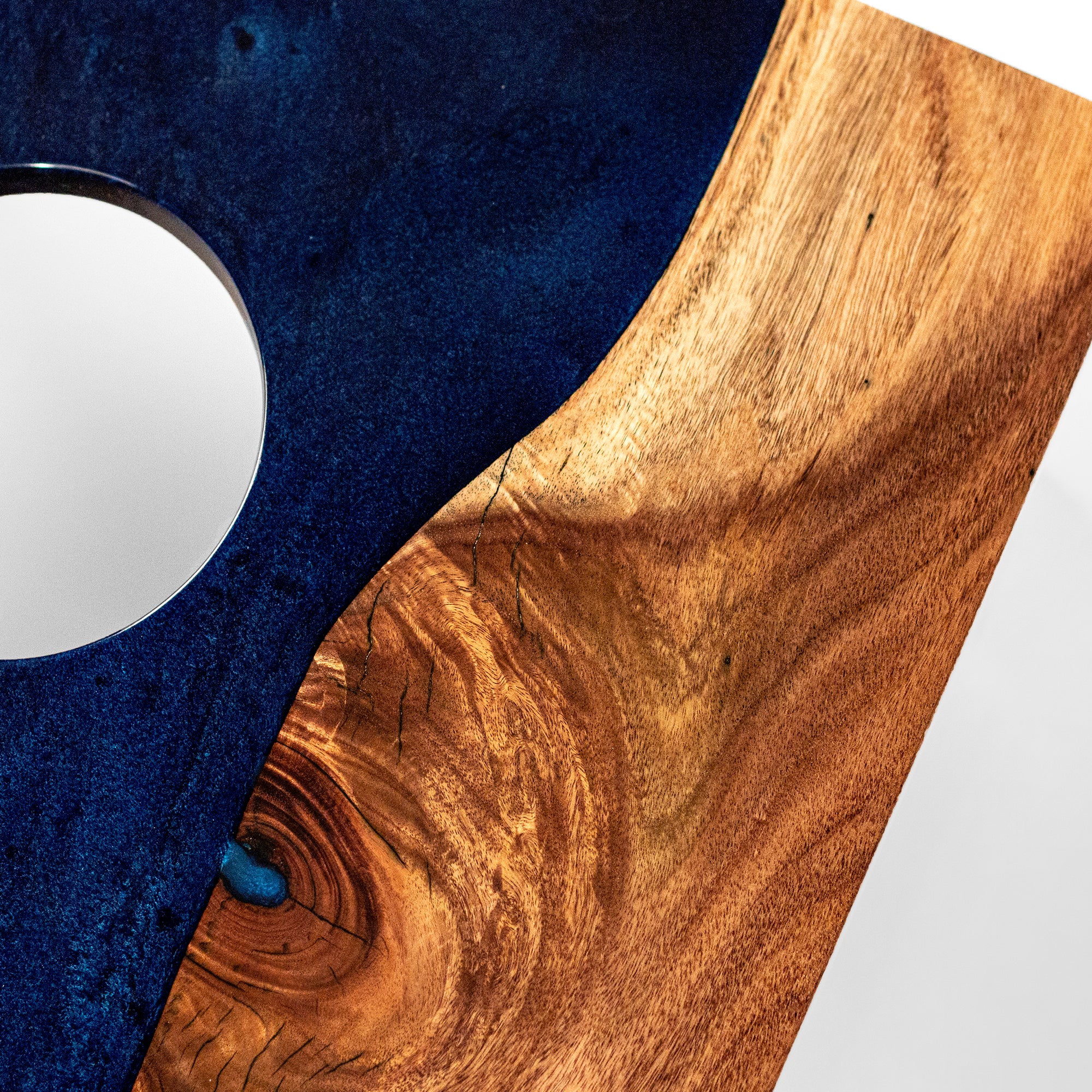 The River Epoxy Resin with Live Edge Acacia Pathfinder ART Cornhole Boards