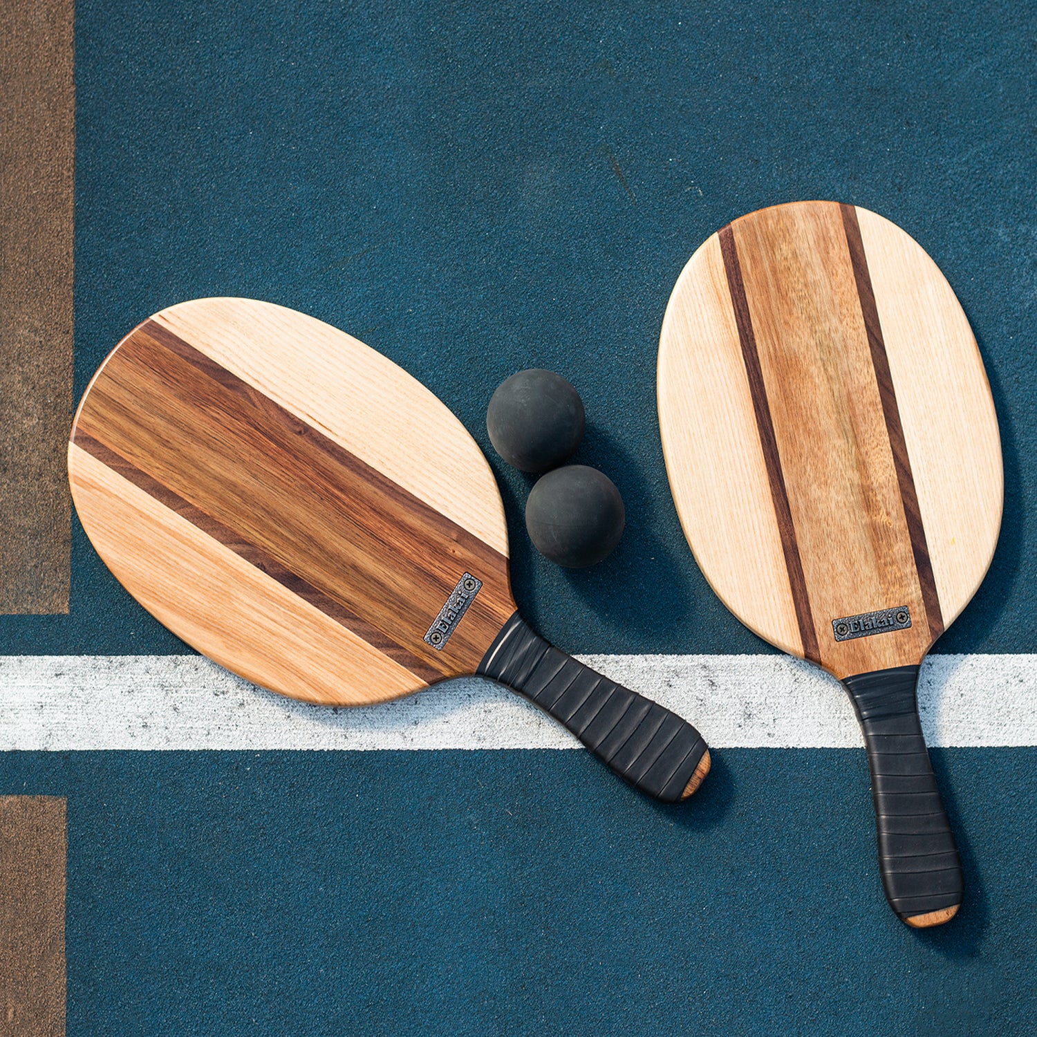 Natural Premium Hardwoods Two Player Patroller Paddle Ball Set