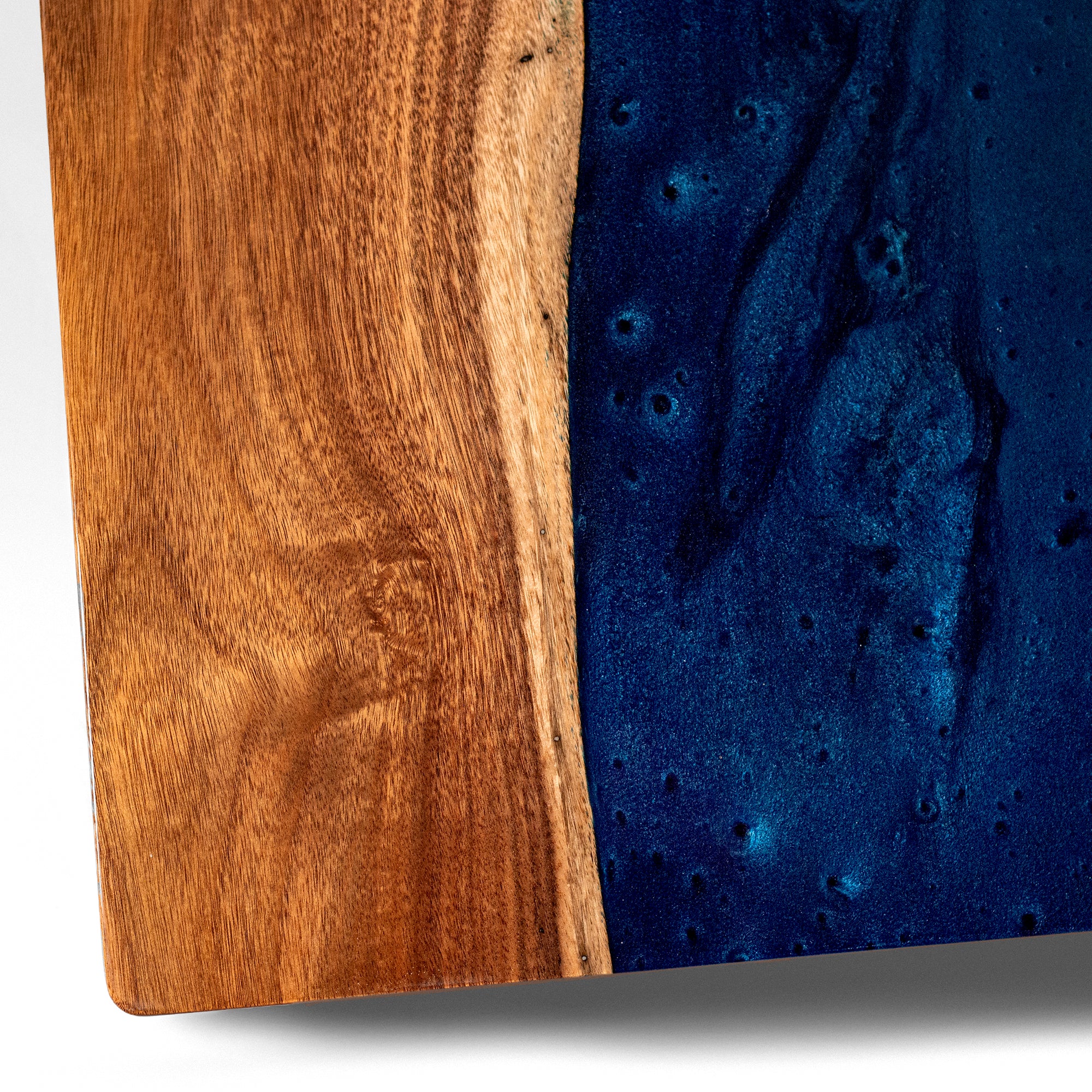 The River Epoxy Resin with Live Edge Acacia Pathfinder ART Cornhole Boards