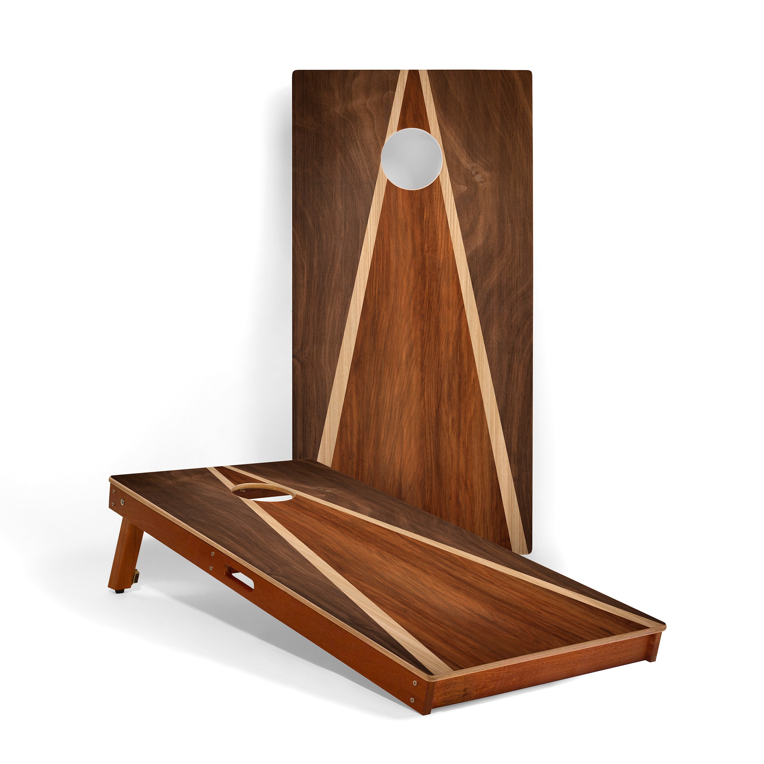 Dark Wood Triangle Mahogany Pathfinder Cornhole Boards