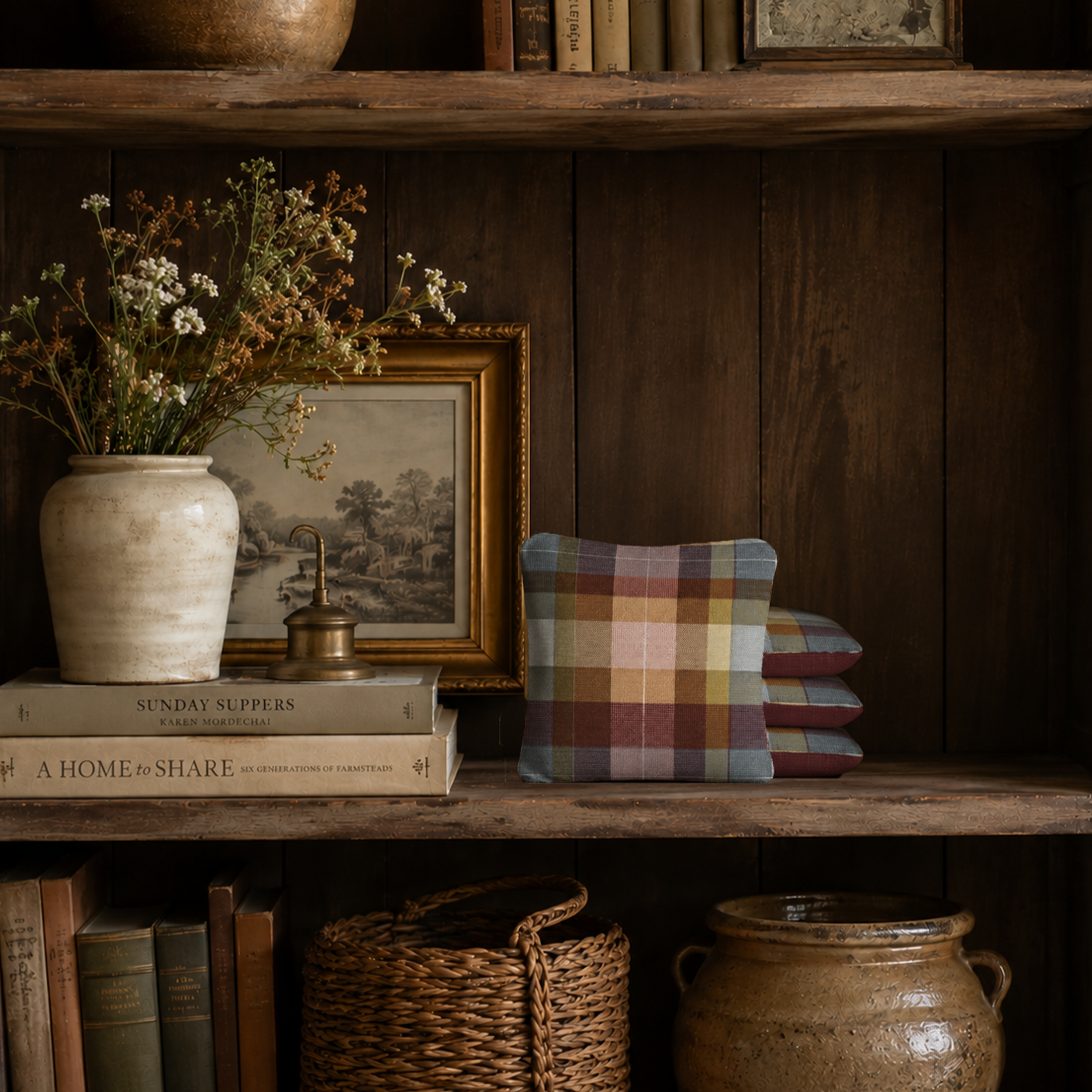 #color_Classic Patchwork Plaid Deep Maroon