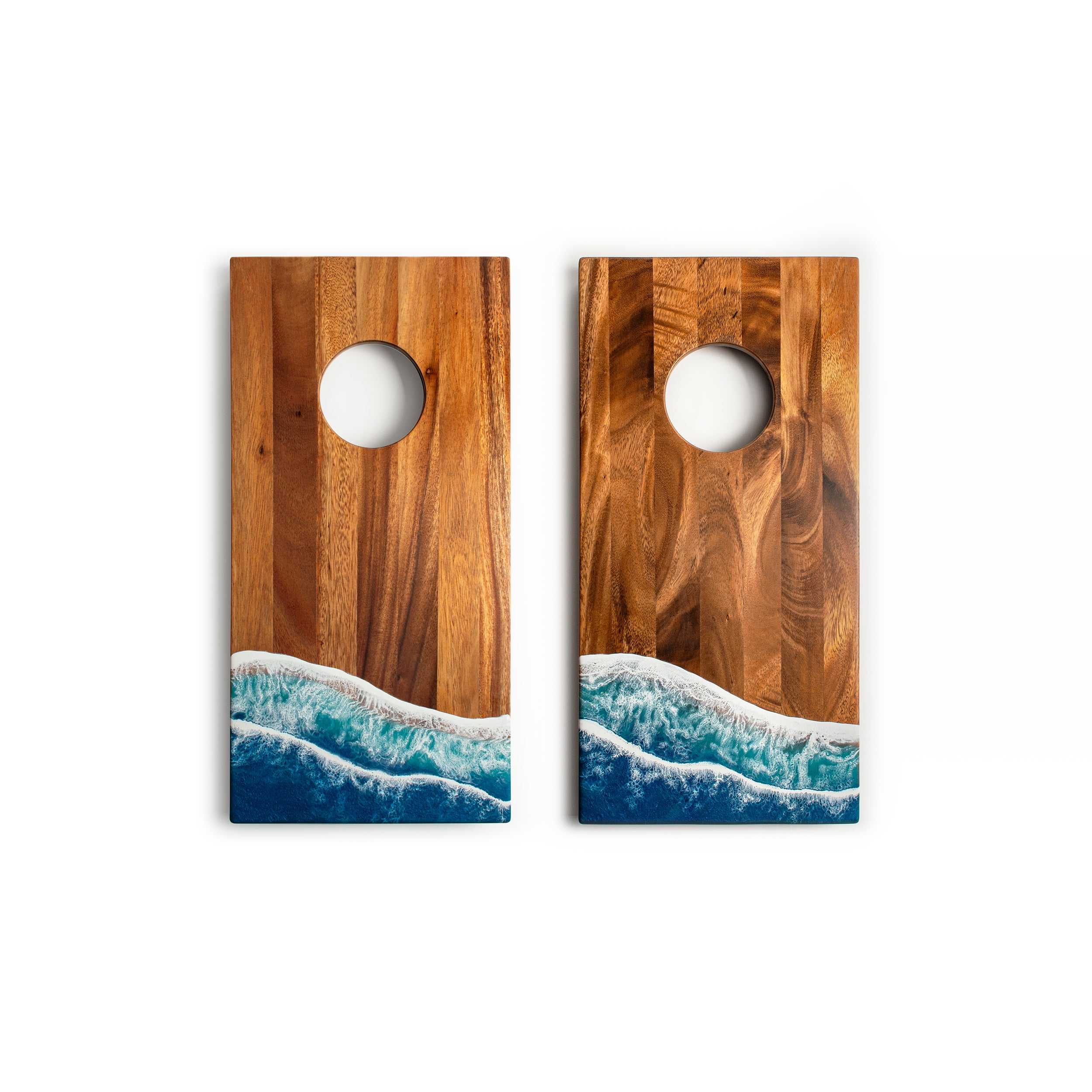 The Beach Epoxy Resin Mahogany Pathfinder ART Cornhole Boards