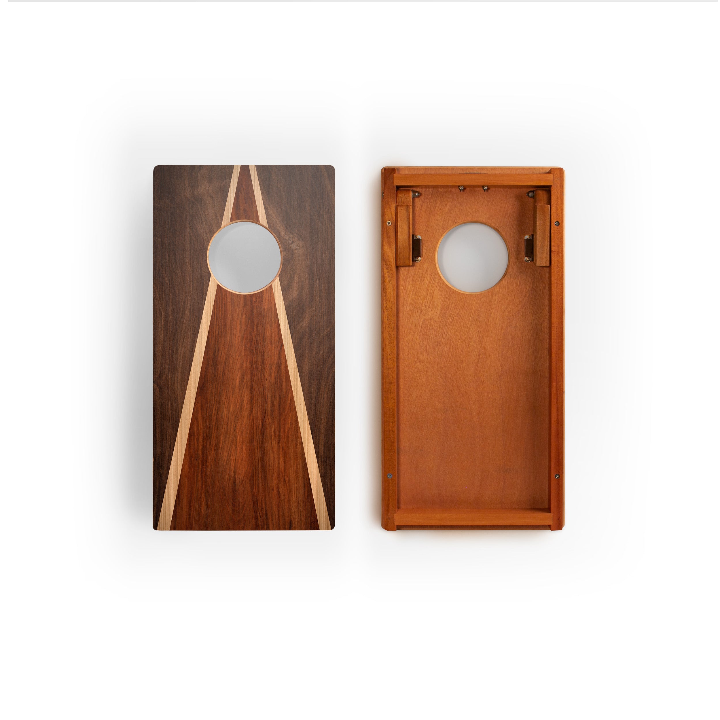 1ft x 2ft  Dark Wood Triangle Mahogany Pathfinder Cornhole Board Set