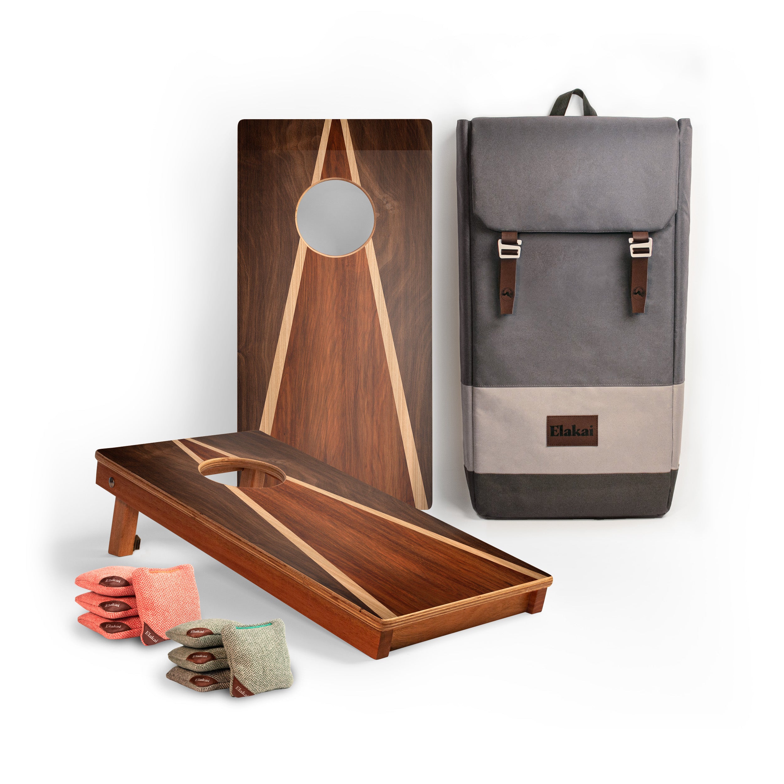 1ft x 2ft  Dark Wood Triangle Mahogany Pathfinder Cornhole Board Set