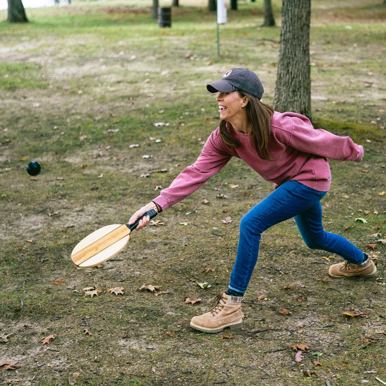 Natural Premium Hardwoods Two Player Patroller Paddle Ball Set