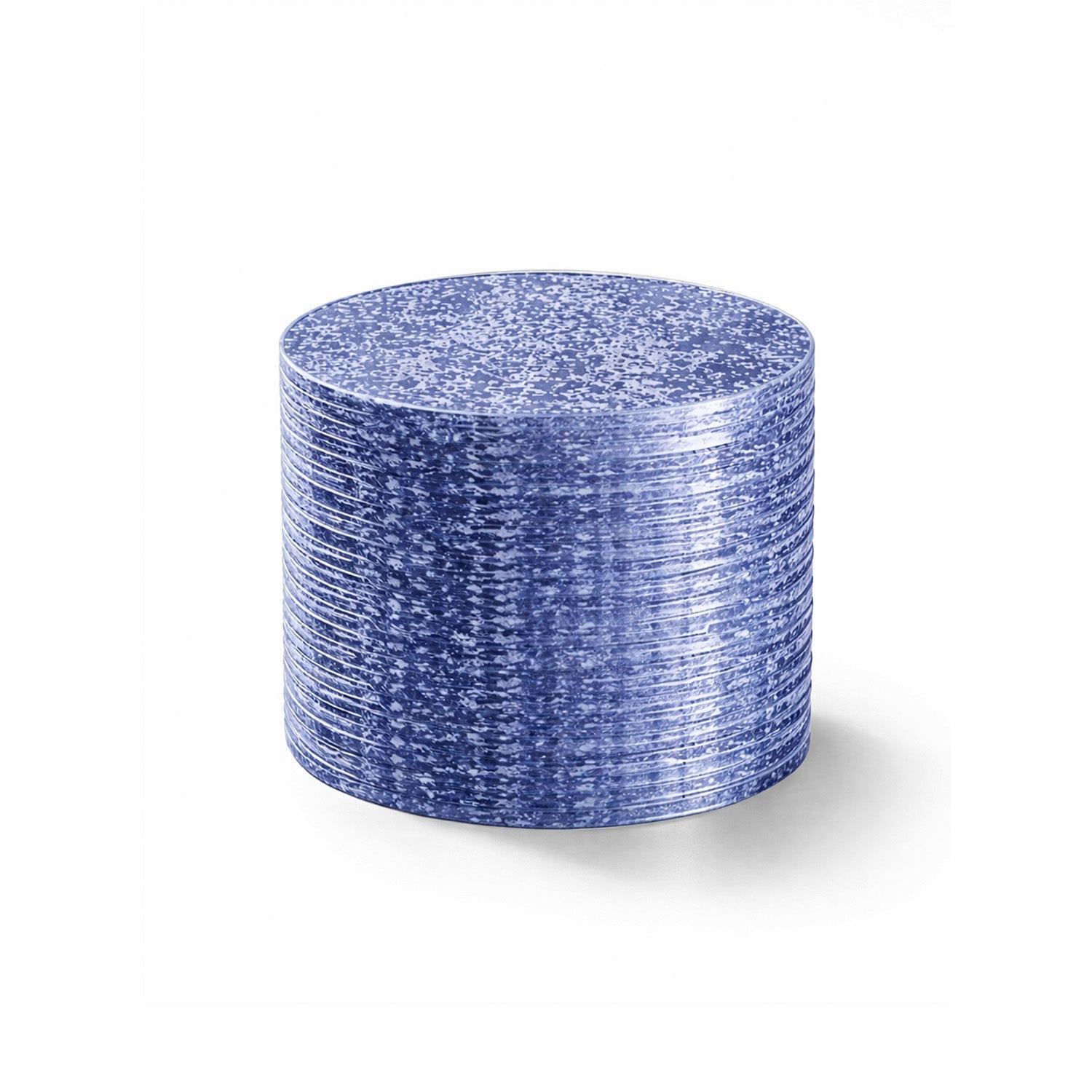 Stack of blue speckled sea-glass playing chips for the Elakai Beach Resin giant four in a row game